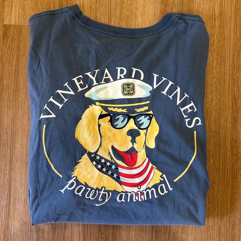 Vineyard Vines Blue and Yellow Dog Tee